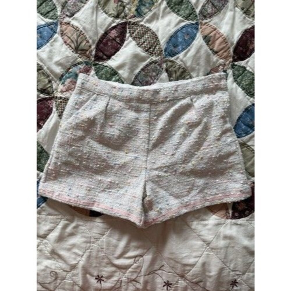 Janie and Jack Girls Size 12 White Pink Tweed Shorts Lined